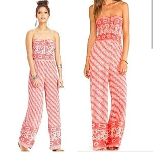 Free people Tube Romper in Red Combo size medium